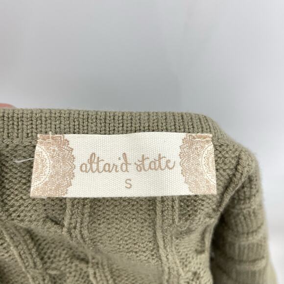 Altar'd State Cropped Tank Top S Tan Cable Knit Sweater Boho Preppy Y2K - Picture 4 of 5